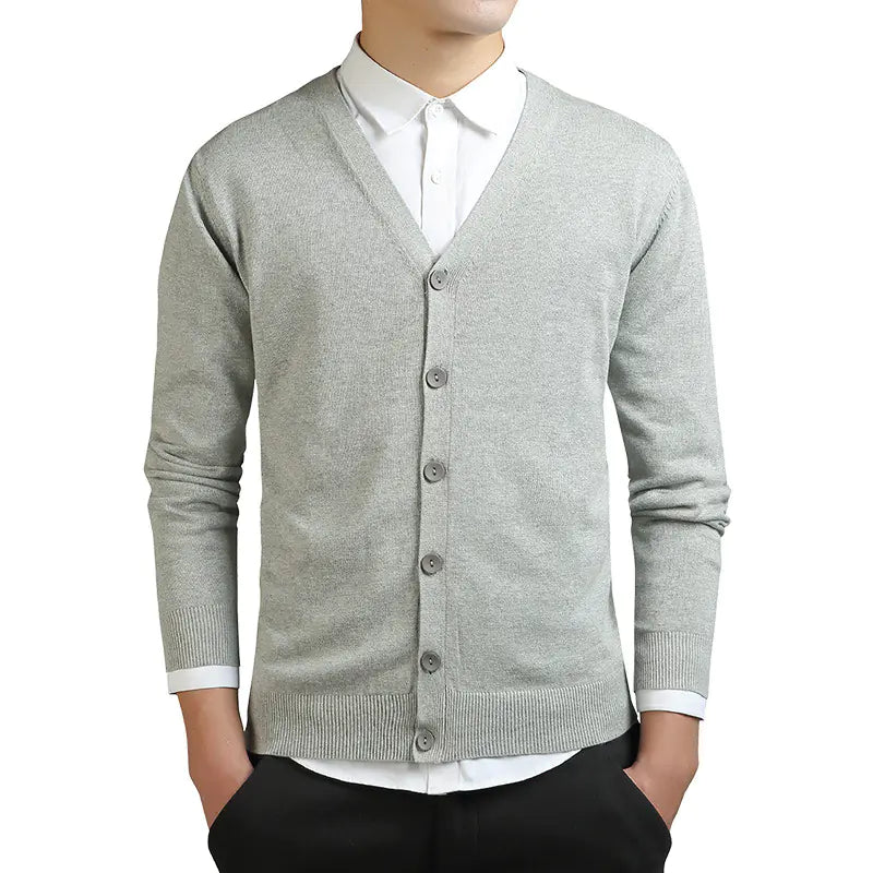 Men's V Neck Cardigan Sweater with Long Sleeves for Casual Everyday Wear 
