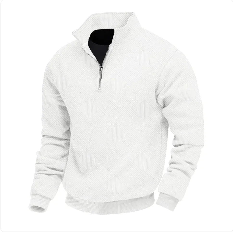 Men's Loose Fit Zip-Up Pullover Casual Long Sleeve Sweater for Everyday Autumn Wear