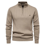 Men's Half Zip Stand Collar Knit Sweater Lightweight Casual Pullover
