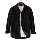 Men's Padded Corduroy Long Sleeve Shirt Retro Casual Button-Up for Autumn Winter 