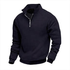 Men's Loose Fit Zip-Up Pullover Casual Long Sleeve Sweater for Everyday Autumn Wear