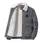 Men's Lamb Wool Corduroy Lapel Jacket with Cotton Lining for Winter Casual Wear
