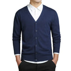 Men's V Neck Cardigan Sweater with Long Sleeves for Casual Everyday Wear 